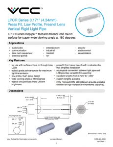 LPCR Data Sheet Image - LPCR Series 0.171” (4.34mm) Press Fit, Low Profile, Fresnel Lens
