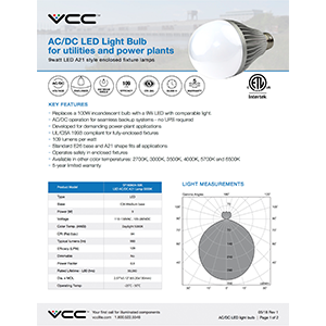 ac/dc long life led light bulb data sheet