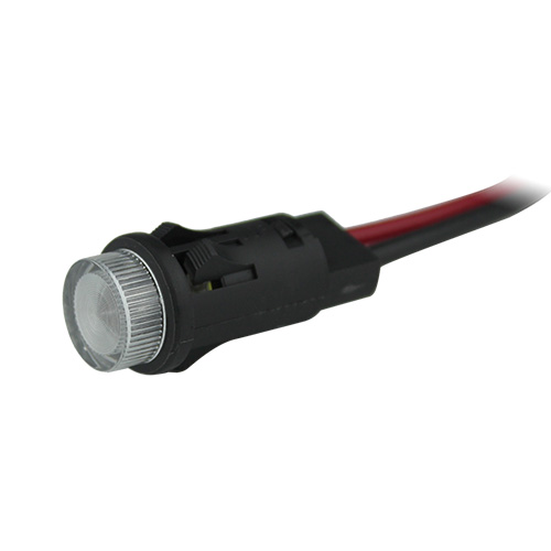 LED Panel Mount Indicator Red .500 Flush 12V Wire Leads - VCC