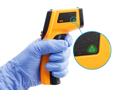 light pipe application digital infra red thermometer with close up view of light pipe