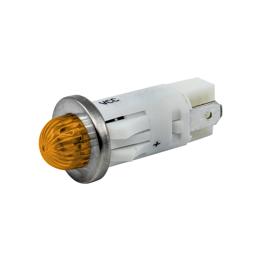 LED Panel Mount Indicator Amber .500" Small Dome 125V Tab Terminals