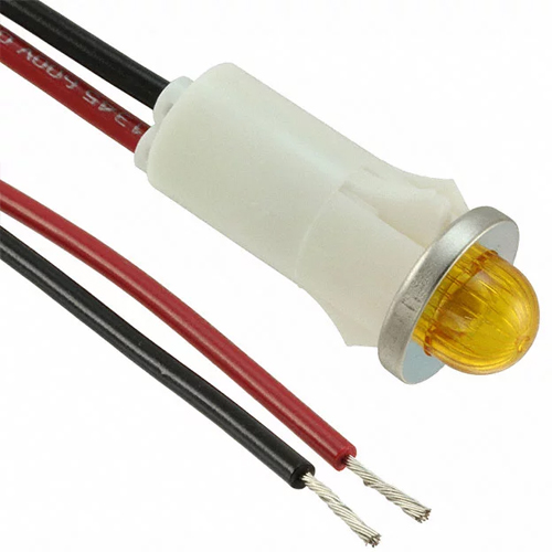 LED Panel Mount Indicator Amber .500" Small Dome 125V Wire Leads