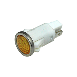 LED Panel Mount Indicator Amber .500" Semi Dome 28V Tab Terminals