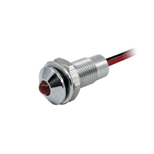 LED Panel Mount Indicator Red .236" 28V Wire Leads IP67