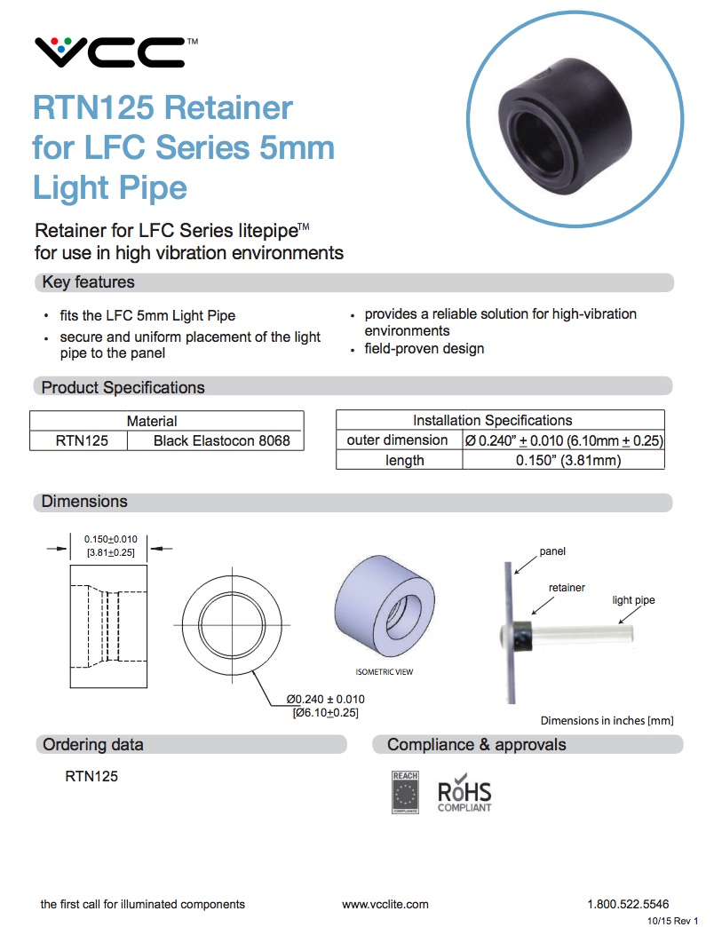 RTN125 Retainer Data Sheet