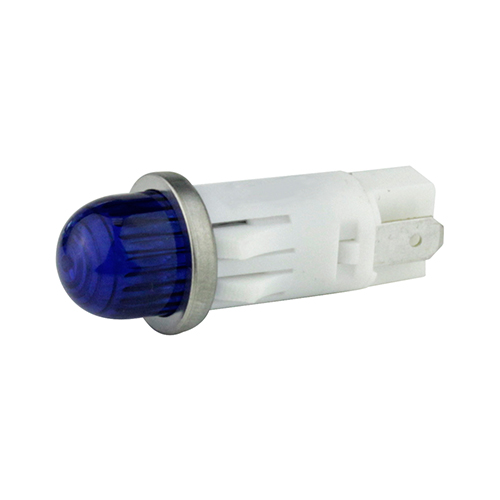 LED Panel Mount Indicator Blue .500" Hi-Dome 125V Tab Terminals