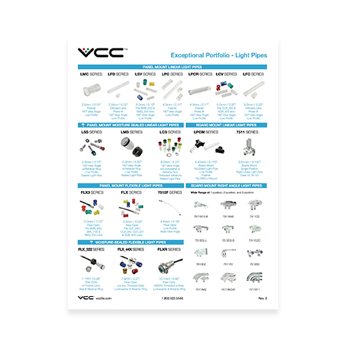 vcc light pipes flexible light pipe custom light pipe board mount